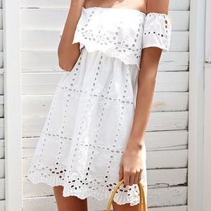 White Off Shoulder Mini Dress